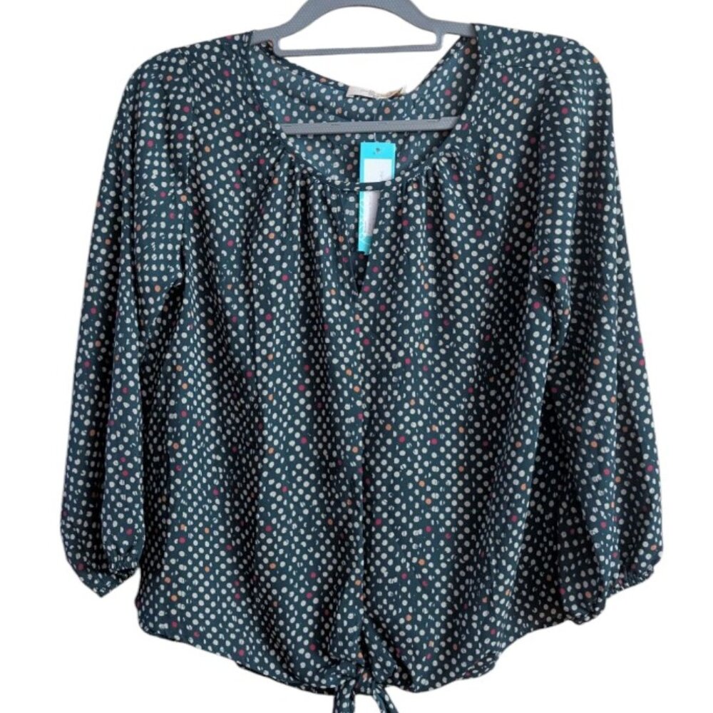 NWT Beacon Apparel Casia Tied Front Blouse